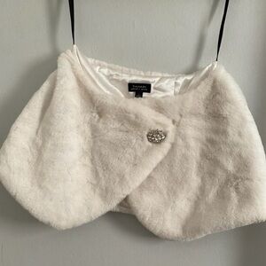 Tahari Cream Faux Fur Sweater
